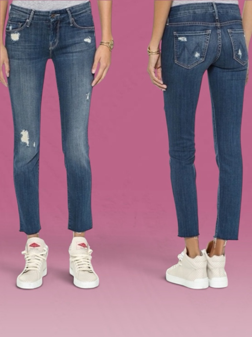 Mother The Looker Ankle Fray Alley Cat Jeans Size 24